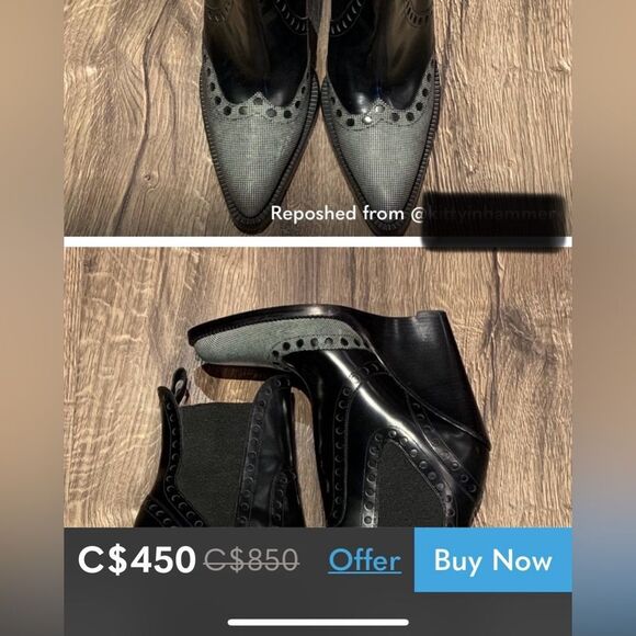 Alexander Wang Leather Wingtip Cowboy Wedge Booties - Picture 15 of 15